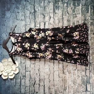 Rewind | Gypsy Boho Prairiecore Black and Pink Garden Floral Dress